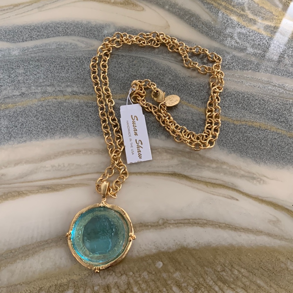 Susan Shaw 15 inches. Long Venetian Glass Coin Intaglio